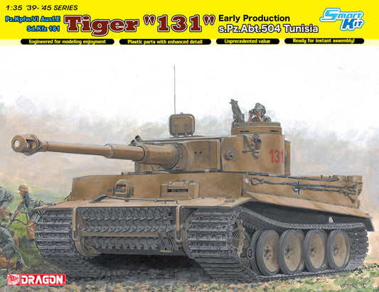 Dragon - TIGER I 131 EARLY PRODUCTION S.PZ.ABT.504 TUNISIA KIT 1:35 - Cod. D6820
