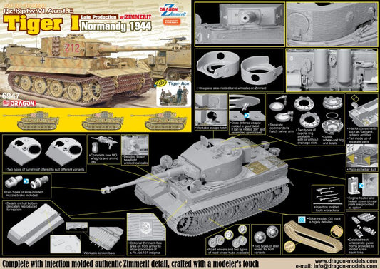 Dragon - TIGER I LATE PRODUCTION W/ZIMMERIT (NORMANDY 1944) KIT 1:35 - Cod. D6947