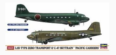 Hasegawa - L2D TYPE ZERO TRANSPORT C-47 SKYTRAIN PACIFIC CARRIER KIT 1:200 - Cod. HA10687