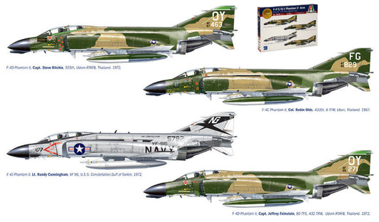Italeri - F-4 C/D/J PHANTOM USA-US NAVY VIETNAM ACES DECALS x 4 VERSIONI KIT 1:72 - Cod. IT1373