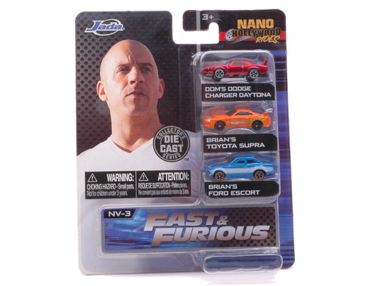 Jada Toys - BLISTER 3 AUTO NANO HOLLYWOOD FAST & FURIOUS cm 4 - Cod. JADA31124