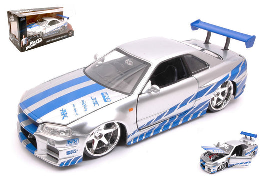 Jada Toys - BRIAN'S NISSAN SKYLINE GT-R 2002 FAST & FURIOUS SILVER/BLUE 1:24 - Cod. JADA97158