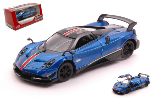 Kinsmart - PAGANI HUAYRA BC WITH PRINTING & WING BLUE cm 12 BOX - Cod. KT5400WFB
