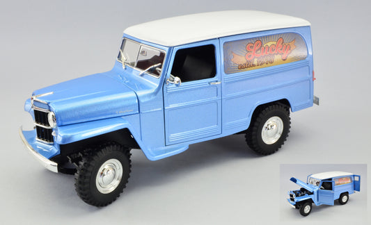 Lucky Die Cast - WILLYS JEEP VAN LUCKY EST.1978 LIGHT BLUE METALLIC W/WHITE ROOF 1:18 - Cod. LDC92858AB