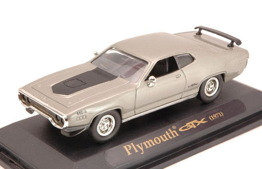 Lucky Die Cast - PLYMOUTH GTX 1971 SILVER W/BLACK STRIPES 1:43 - Cod. LDC94218S