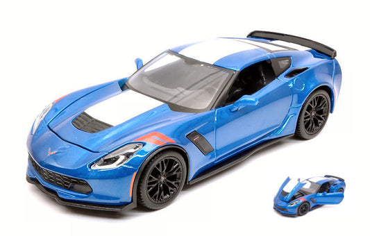 Maisto - CHEVROLET CORVETTE GRAN SPORT 2017 BLUE W/WHITE STRIPES 1:24 - Cod. MI31516BL