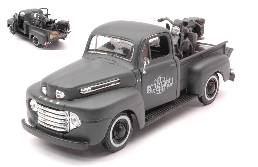 Maisto - FORD F1 PICK UP 1948 W/HARLEY DAVIDSON WLA FLATHEAD MATT GREY 1:24 - Cod. MI32185D