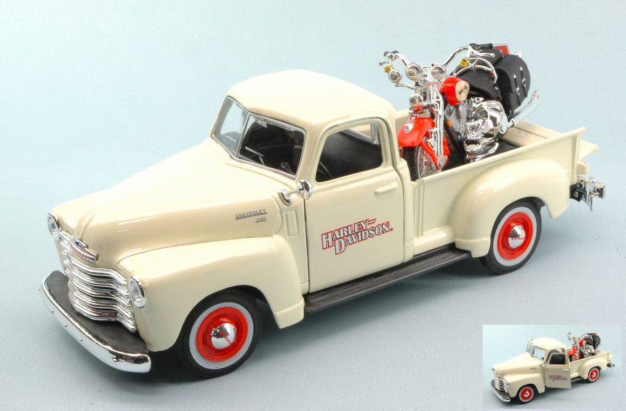 Maisto - CHEVROLET 3100 PICK UP 1950 1:25 + HARLEY DAVIDSON 2001 HERITAGE 1:24 - Cod. MI32194