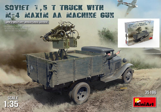 Miniart - SOVIET 1,5 t TRUCK W/M-4 MAXIM AA MACHINE GUN KIT 1:35 - Cod. MIN35186