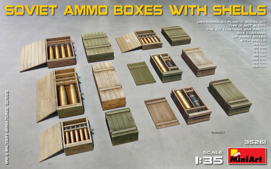 Miniart - SOVIET AMMO BOXES W/SHELLS KIT 1:35 - Cod. MIN35261