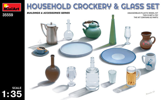 Miniart - HOUSEHOLD CROCKERY & GLASS SET KIT 1:35 - Cod. MIN35559