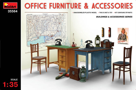 Miniart - OFFICE FORNITURE & ACCESSORIES SET KIT 1:35 - Cod. MIN35564