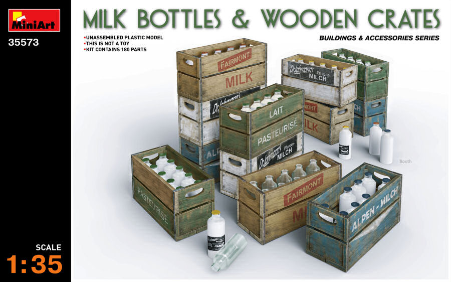 Miniart - MILK BOTTLE & WOODEN CRATES KIT 1:35 - Cod. MIN35573