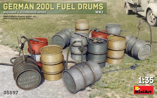Miniart - GERMAN 200 L FUEL DRUM SET WWII KIT 1:35 - Cod. MIN35597