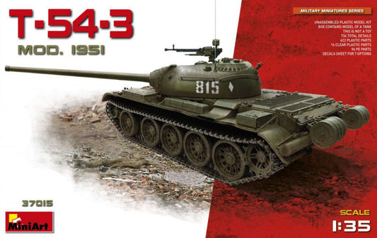 Miniart - T-54-3 SOVIET MEDIUM TANK Mod 1951 KIT 1:35 - Cod. MIN37015
