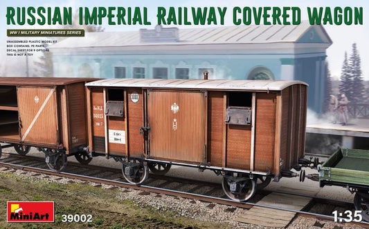 Miniart - RUSSIAN IMPERIAL RAILWAY COWERED WAGON KIT 1:35 - Cod. MIN39002
