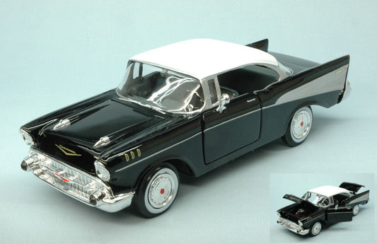 Motormax - CHEVY BEL AIR 1957 BLACK W/WHITE ROOF 1:24 - Cod. MTM73228BK