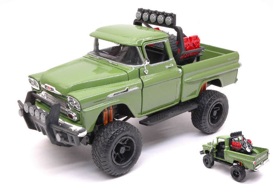Motormax - CHEVROLET APACHE FLEETSIDE PICK UP OFF ROAD 1958 GREEN 1:24 - Cod. MTM79135