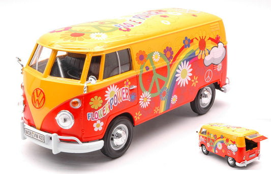 Motormax - VW TYPE 2 (T1) DELIVERY VAN FLOWER POWER 1:24 - Cod. MTM79563