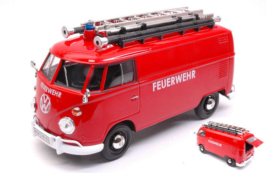 Motormax - VW TYPE 2 (T1) DELIVERY VAN FEUERWEHR W/LADDER ON THE ROOF 1:24 - Cod. MTM79564