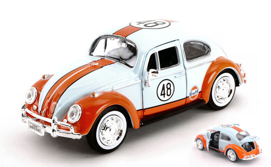 Motormax - VW BEETLE 1966 N.48 "GULF" LIGHT BLUE/ORANGE 1:24 - Cod. MTM79655
