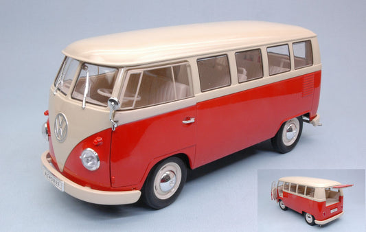 Welly - VW T1 BUS RED W/CREAM ROOF 1:18 - Cod. WE18054R