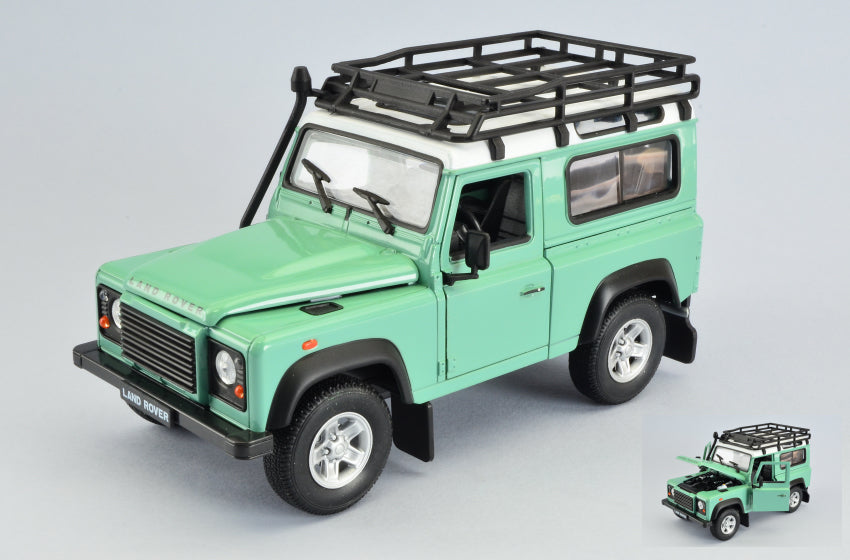Welly - LAND ROVER DEFENDER LIGHT GREEN/WHITE W/ROOF RACK 1:24 - Cod. WE22498SPGREEN