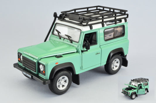 Welly - LAND ROVER DEFENDER LIGHT GREEN/WHITE W/ROOF RACK 1:24 - Cod. WE22498SPGREEN