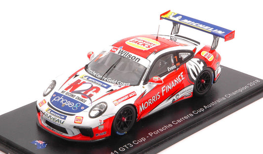 Spark Model - PORSCHE 911 GT3 N.7 CARRERA CUP AUSTRALIA CHAMPION J.EVANS 1:43 - Cod. AS032