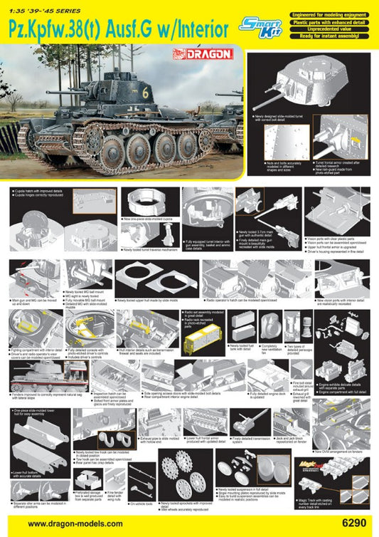 Dragon - PZ.KPFW.38(t) AUSF.G W/INTERIOR KIT 1:35 - Cod. D6290