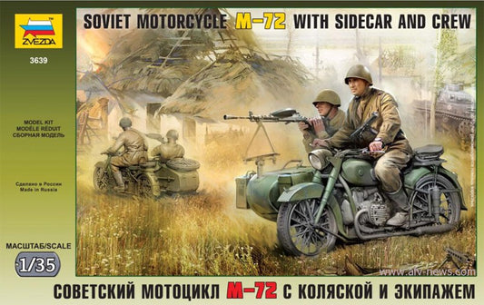 Zvezda - SOVIET MOTORCYCLE W/SIDECAR M.72 KIT 1:35 - Cod. Z3639
