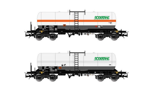 Rivarossi - FS 2-UNIT PACK GAS TANK WAGON 4 AXLES ZAGS ZAS SOGETANK EP.V 1:87 - Cod. HR6513