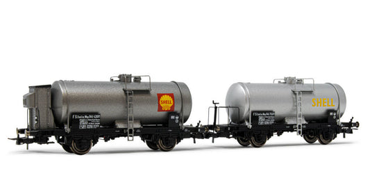 Rivarossi - FS 2-UNIT PACK 2-AXLES TANK WAGONS BIG TANK SILVER SHELL EP.III 1:87 - Cod. HR6518