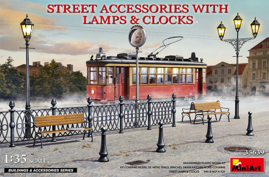 Miniart - STREET ACCESSORIES WITH LAMPS & CLOCKS KIT 1:35 - Cod. MIN35639