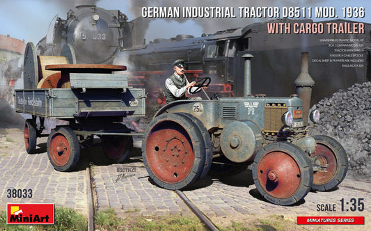 Miniart - GERMAN INDUSTRIAL TRACTOR D8511 MOD.1936 W/CARGO TRAILER KIT 1:35 - Cod. MIN38033