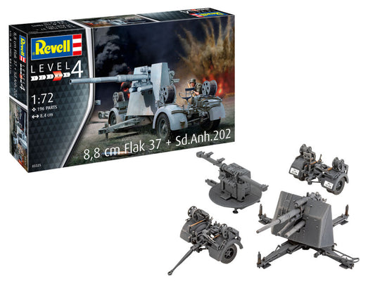 Revell - 8,8 cm FLAK 37 + Sd.Anh.202 KIT 1:72 - Cod. RV03325