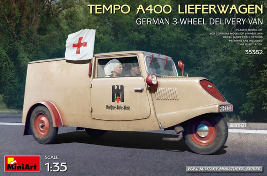 Miniart - TEMPO A400 LIEFERWAGEN GERMAN 3-WHEEL DELIVERY VAN KIT 1:35 - Cod. MIN35382