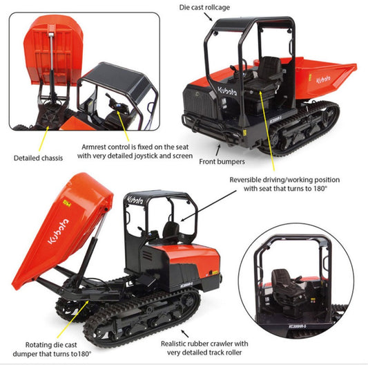 Universal Hobbies - MINI DUMPER CINGOLATO KUBOTA KC300HR-5 1:24 - Cod. UH8155