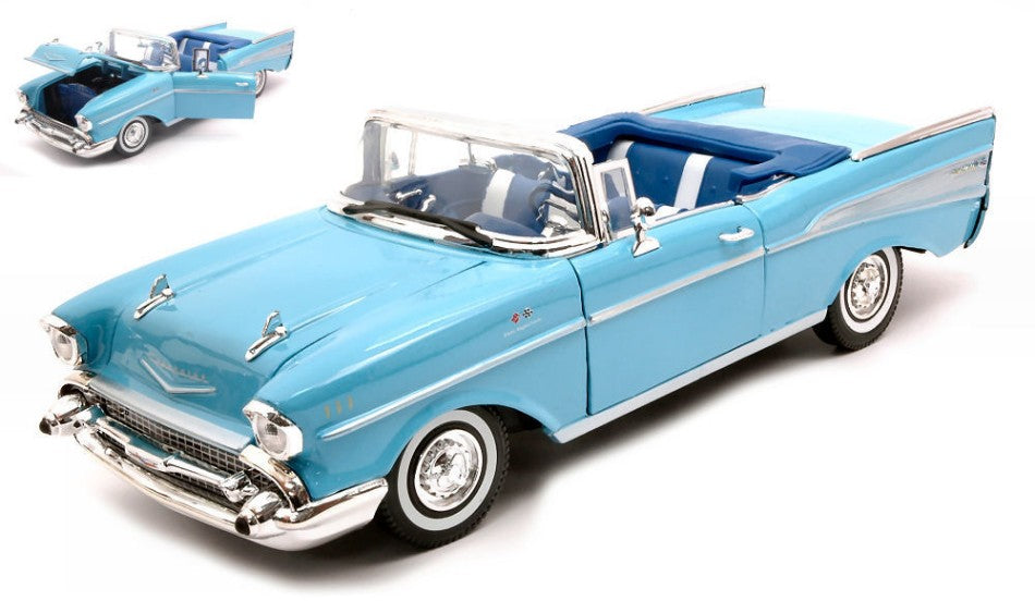 Motormax - CHEVROLET BEL AIR CONVERTIBLE 1957 LIGHT BLUE 1:18 - Cod. MTM73175B