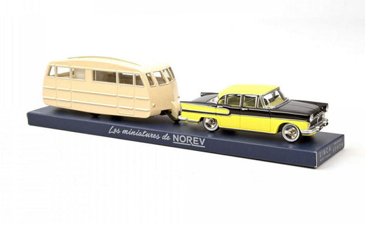 Norev - SIMCA VEDETTE CHAMBORD 1958 & CARAVANE HENON JAUNE & NOIR DIAMANT 1:43 - Cod. NVCL5711
