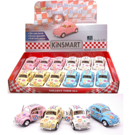 Kinsmart - VW CLASSIC BEETLE 1967 FLOWER POWER cm 12 1:32 - Cod. KT5375DF