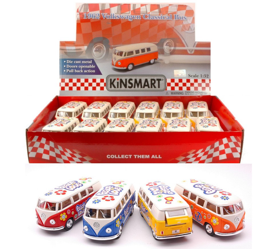 Kinsmart - VW SAMBA BUS "FLOWER POWER" cm 12 1:32 - Cod. KT5377DF
