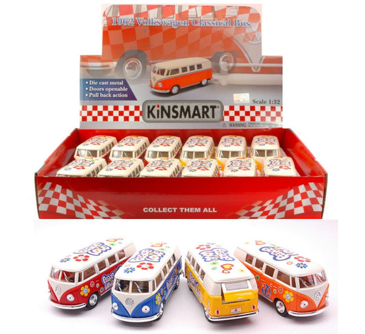 Kinsmart - VW SAMBA BUS "FLOWER POWER" cm 12 1:32 - Cod. KT5377DF