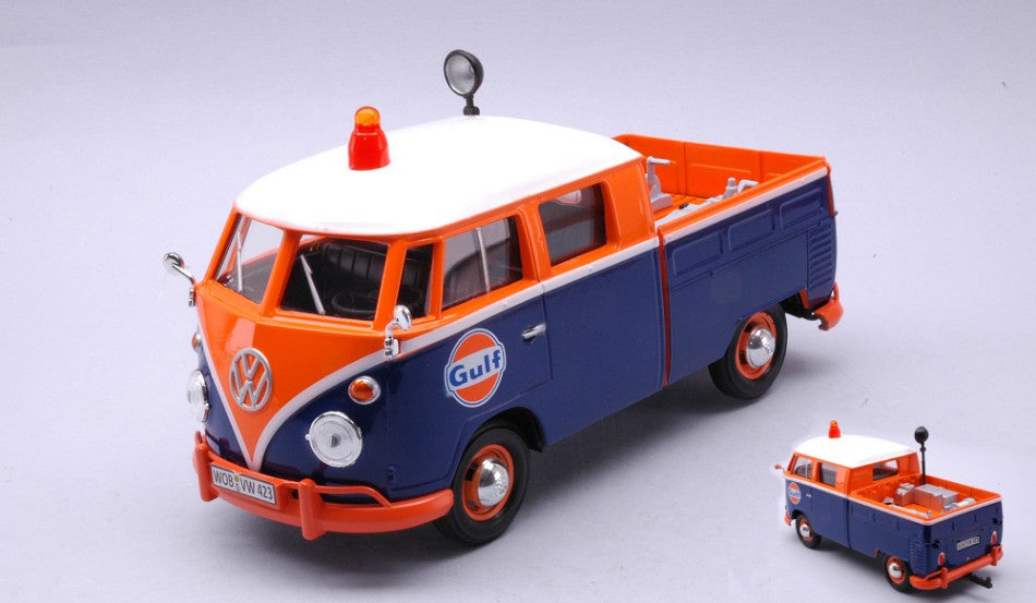 Motormax - VW TYPE 2 T1 SERVICE PICK UP GULF BLUE/ORANGE 1:24 - Cod. MTM79650