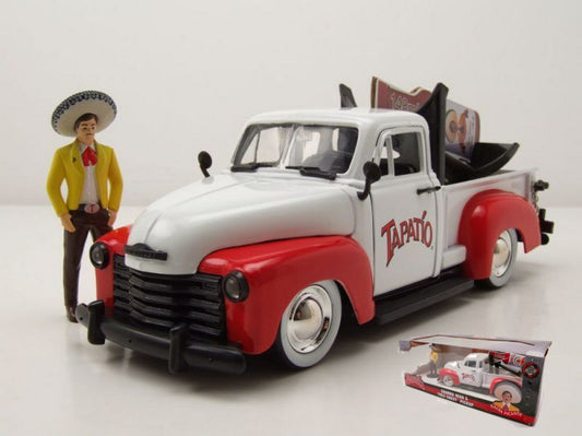 Jada Toys - CHEVROLET PICK UP 1953 WITH TAPATIO CHARRO MAN FIGURE WHITE/RED 1:24 - Cod. JADA31968