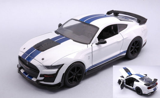 Jada Toys - FORD MUSTANG SHELBY GT500 2020 WHITE W/BLUE STRIPES 1:24 - Cod. JADA32663