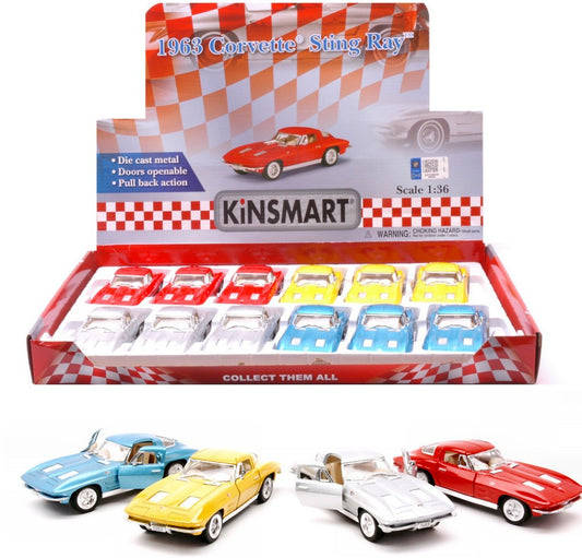 Kinsmart - CORVETTE STINGRAY 1963 COL.ASS.cm 12,5 1:36 - Cod. KT17907