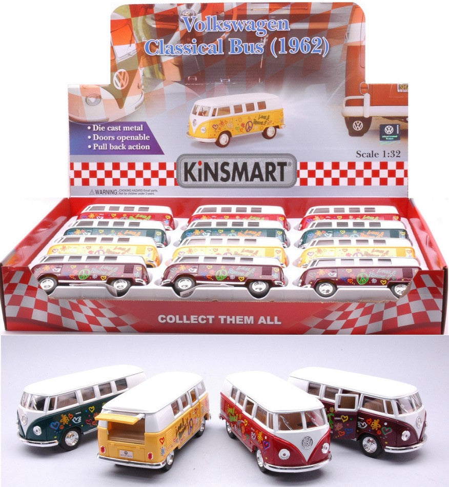 Kinsmart - VW CLASSICAL BUS W/FLOWERS COL.ASS.cm 12 (5060DF) 1:32 - Cod. KT840