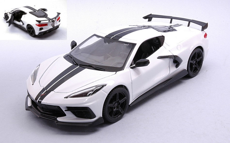 Maisto - CHEVROLET CORVETTE STINGRAY COUPE' HIGH WING 2020 WHITE 1:24 - Cod. MI31534W