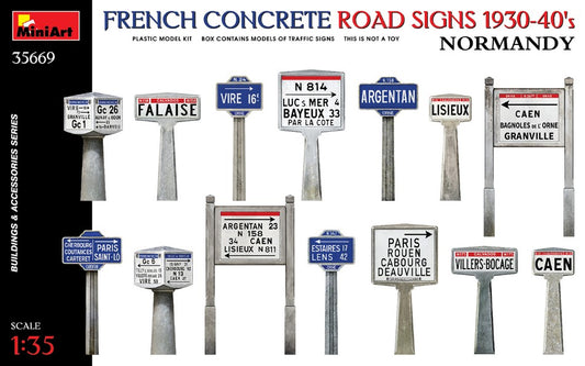 Miniart - FRENCH CONCRETE ROAD SIGNS 1930-40s NORMANDY KIT 1:35 - Cod. MIN35669